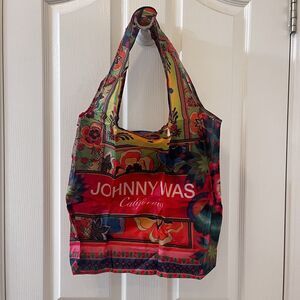 Johnny Was California Floral Reusable Tote Bag Multicolor Lightweight Foldable
